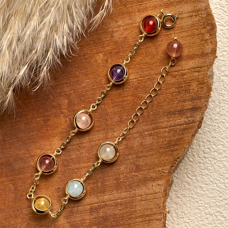 Buddha Stones Kleurrijke kristallen amethist aardbeikwarts Armband - image 4