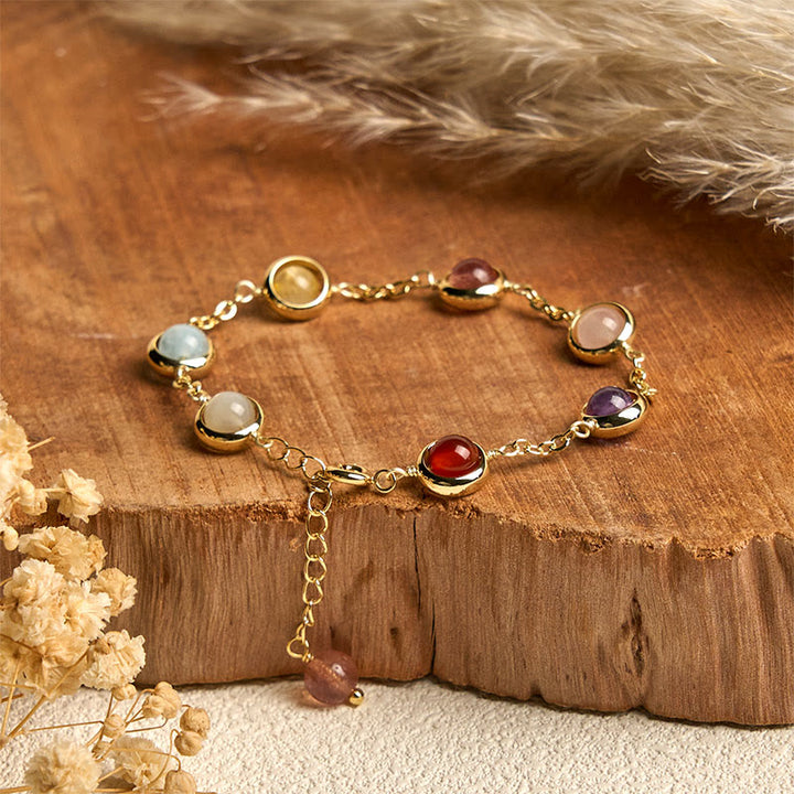 Buddha Stones Kleurrijke kristallen amethist aardbeikwarts Armband - 8mm - image 0