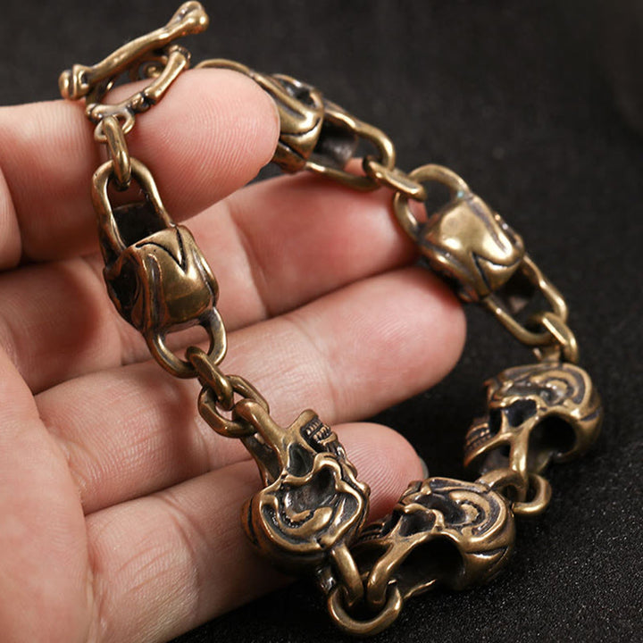 Buddha Stones Retro koperen messing doodskop armband, de Heer van het Lijk, Armband - image 10