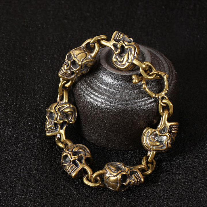 Buddha Stones Retro koperen messing doodskop armband, de Heer van het Lijk, Armband - image 3