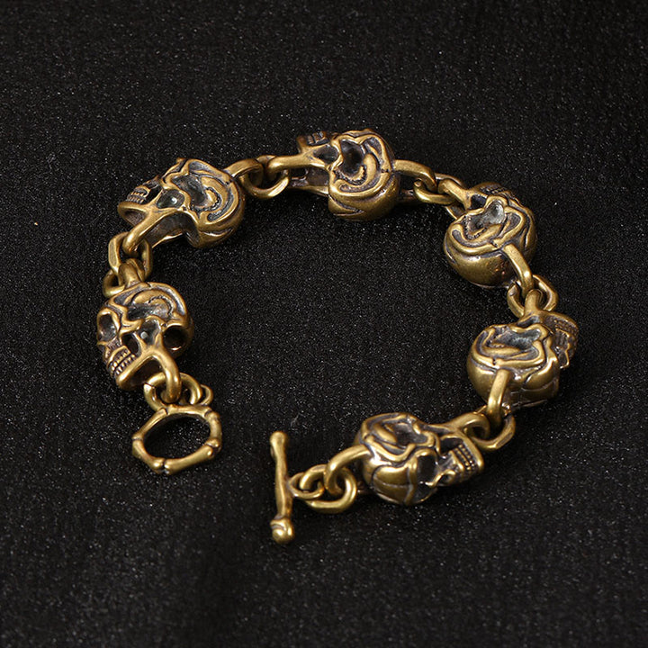 Buddha Stones Retro koperen messing doodskop armband, de Heer van het Lijk, Armband - Koper/messing (Polsomtrek: 18-19 cm) - image 0