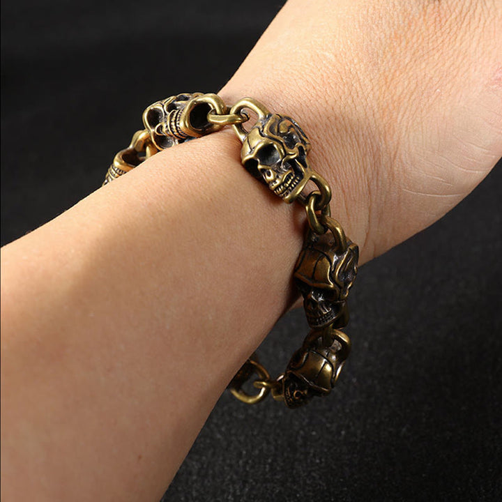 Buddha Stones Retro koperen messing doodskop armband, de Heer van het Lijk, Armband - image 4