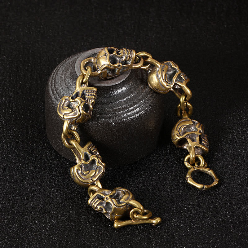 Buddha Stones Retro koperen messing doodskop armband, de Heer van het Lijk, Armband - image 8