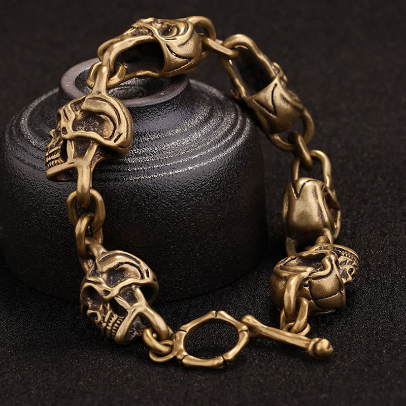 Buddha Stones Retro koperen messing doodskop armband, de Heer van het Lijk, Armband - image 7
