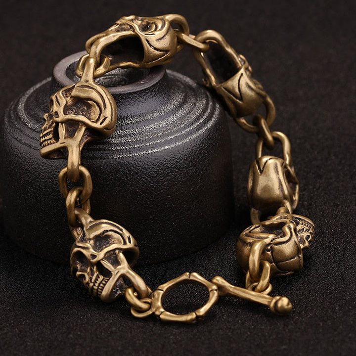 Buddha Stones Retro koperen messing doodskop armband, de Heer van het Lijk, Armband - image 7