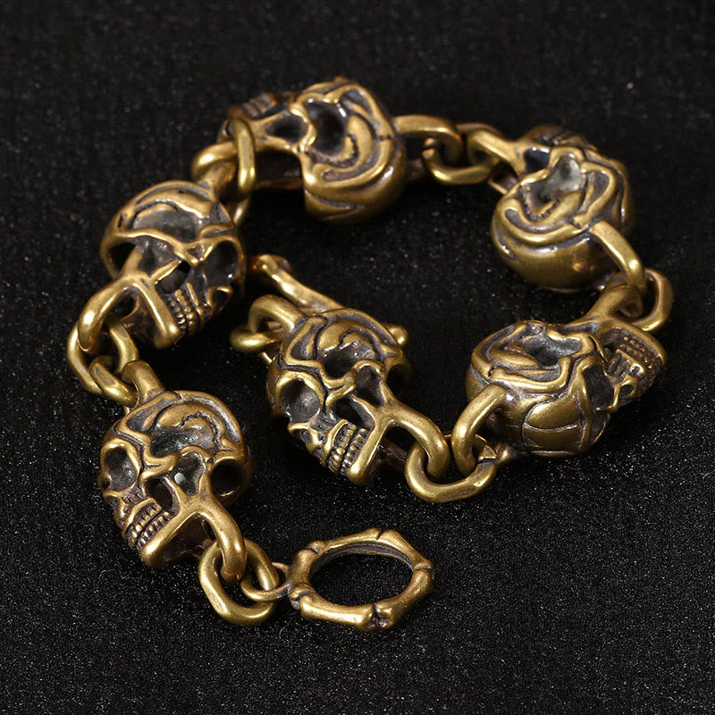 Buddha Stones Retro koperen messing doodskop armband, de Heer van het Lijk, Armband - image 1