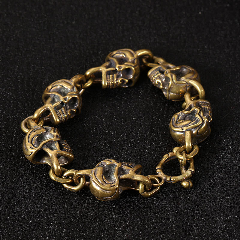 Buddha Stones Retro koperen messing doodskop armband, de Heer van het Lijk, Armband - image 2