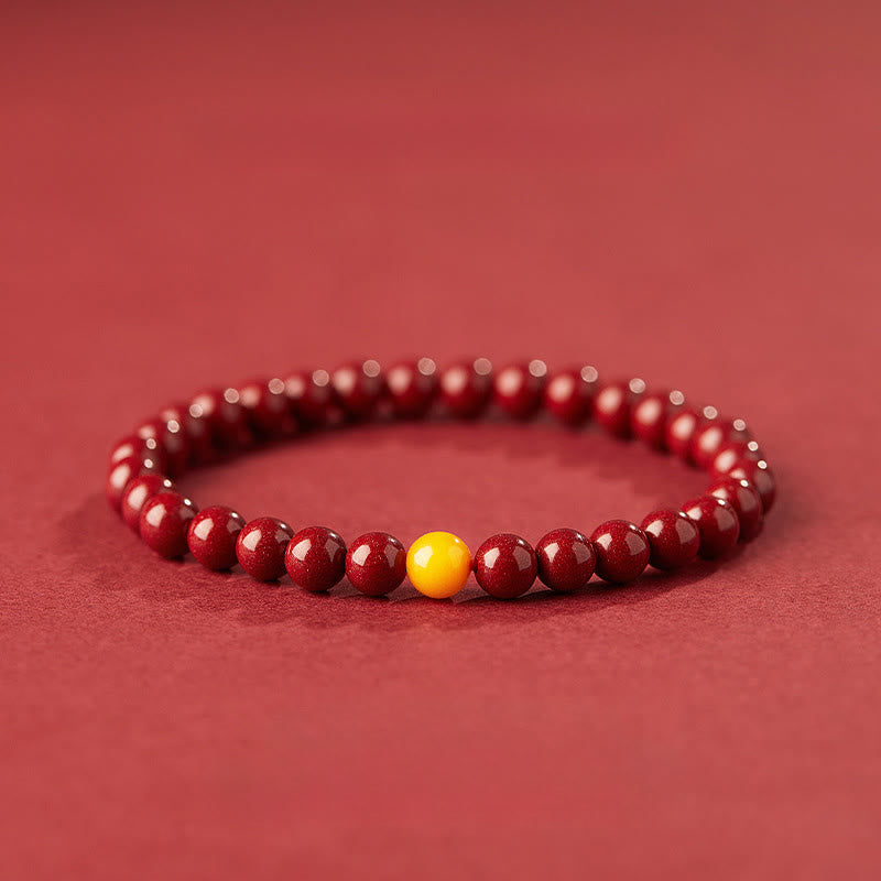 Buddha Stones Natuurlijke cinnaber barnsteen kalmerende Armband - 6mm Cinnabar - image 0
