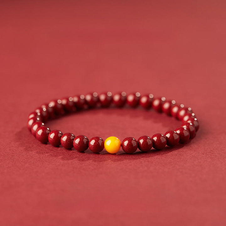 Buddha Stones Natuurlijke cinnaber barnsteen kalmerende Armband - 6mm Cinnabar - image 0