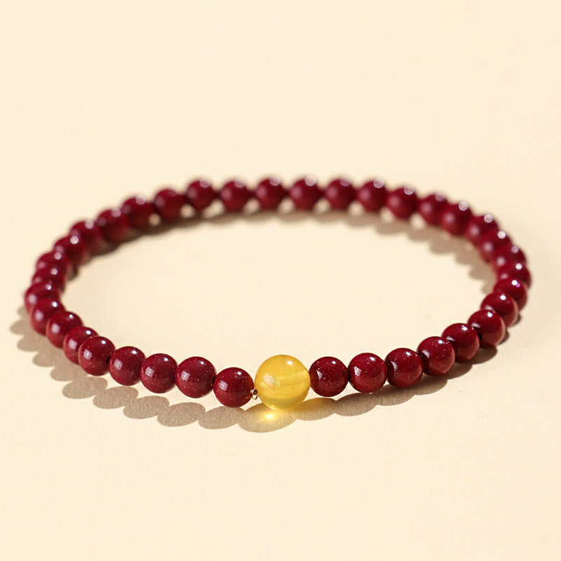 Buddha Stones Natuurlijke cinnaber barnsteen kalmerende Armband - 4 mm Cinnabar - image 1