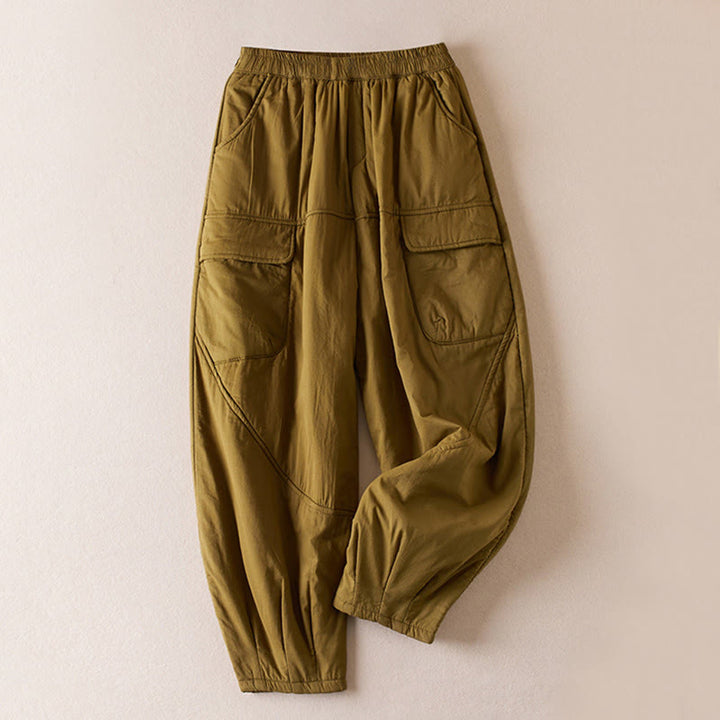 Buddha Stones Effen, dikke harembroek voor dames met Zakken - Donkergoudenroede - US8-10，UK/AU12-14，EU40-42 (2XL) - image 1