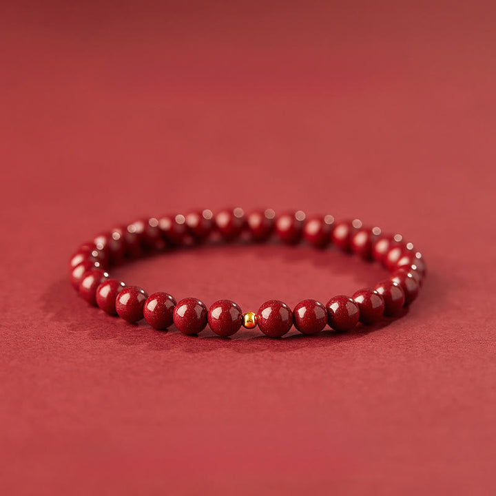 Buddha Stones Armband van 925 sterling zilveren cinnaber kralen - 6mm cinnaber &amp; 4 mm 925 sterling zilver - image 0