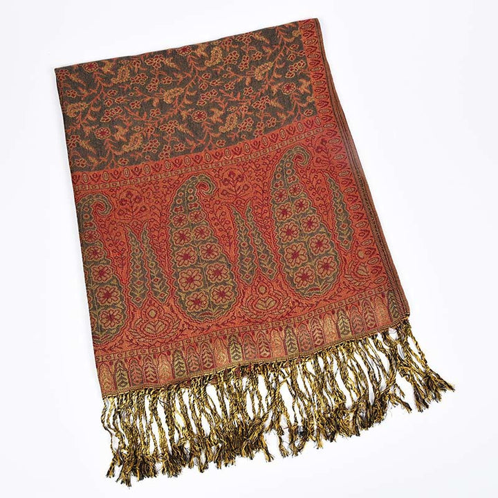 Buddha Stones Jacquard sjaal met contrasterend patchworkpatroon, paisleyprint en kwastjes . - Vuurvaste steen - image 8