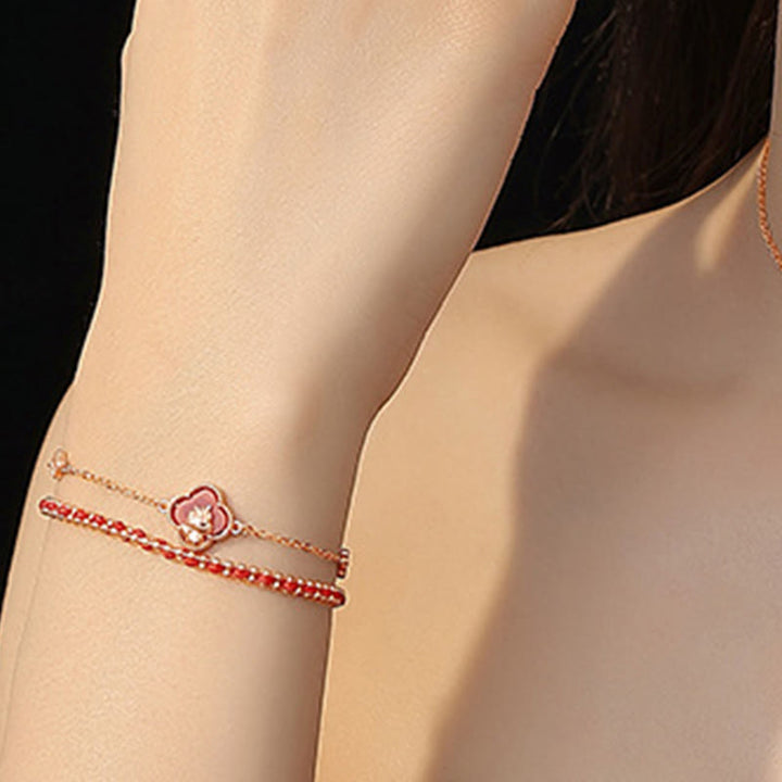 Buddha Stones 925 Sterling Zilveren Armband met Rode Agaat en Hetian Jade, symbool van het Jaar van het Paard - image 4