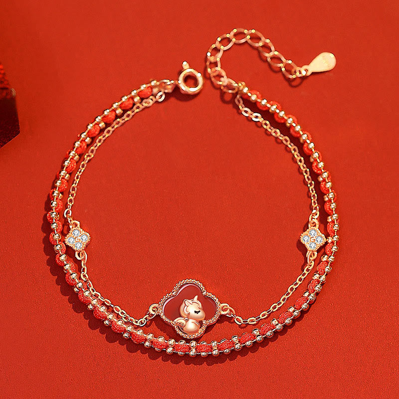 Buddha Stones 925 Sterling Zilveren Armband met Rode Agaat en Hetian Jade, symbool van het Jaar van het Paard - image 2
