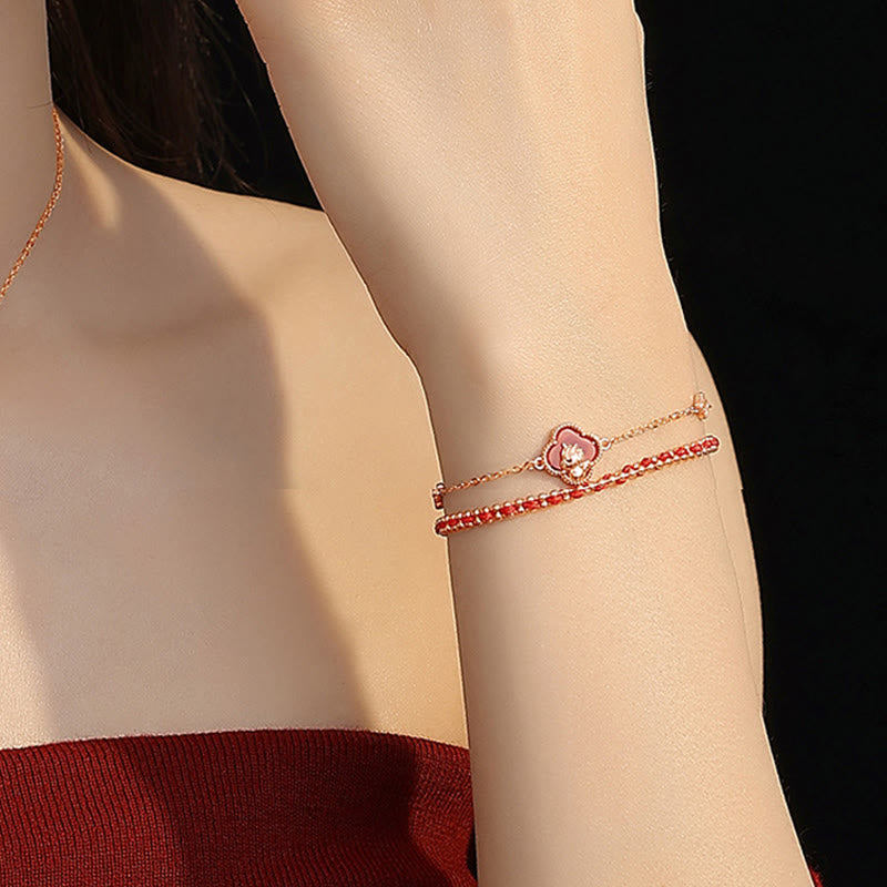 Buddha Stones 925 Sterling Zilveren Armband met Rode Agaat en Hetian Jade, symbool van het Jaar van het Paard - image 5