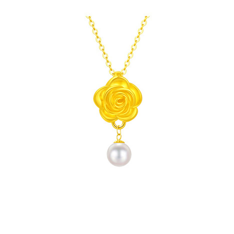 Buddha Stones Ketting met cameliaparel en verguld 999 sterling zilver - image 8