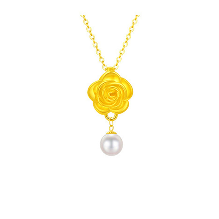 Buddha Stones Ketting met cameliaparel en verguld 999 sterling zilver - image 8