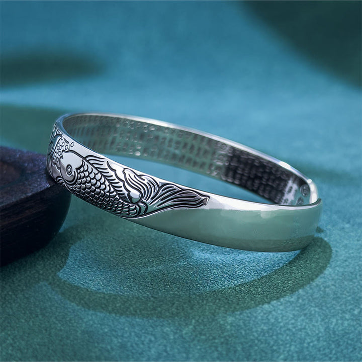 Buddha Stones Hartsoetra Koi Vis Lotus Koper Rijkdom Open Verstelbare Bangle-armband - image 2