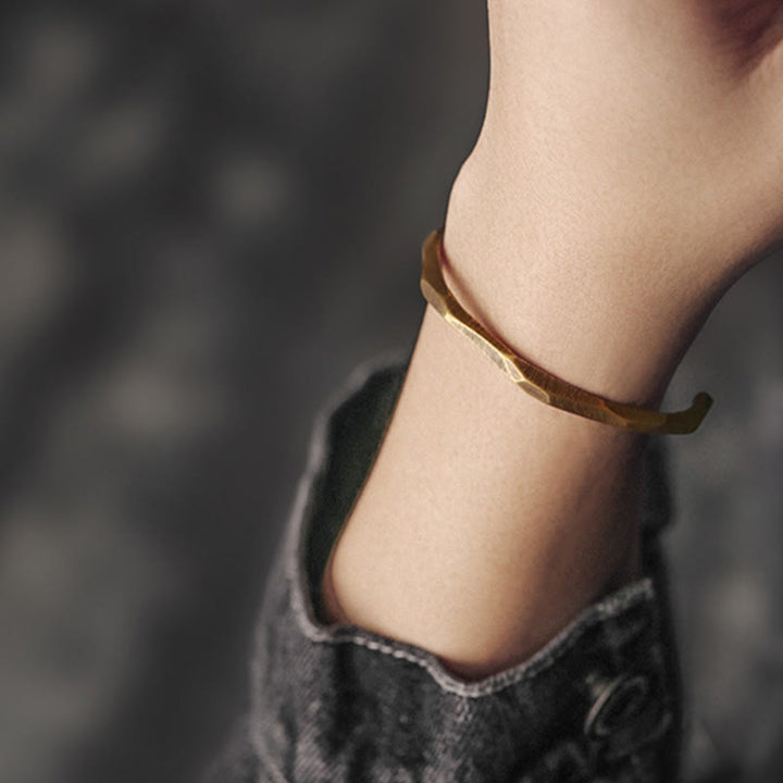Buddha Stones Handgepolijste open Bangle-armband van koper en messing voor zelfverzorging - image 9