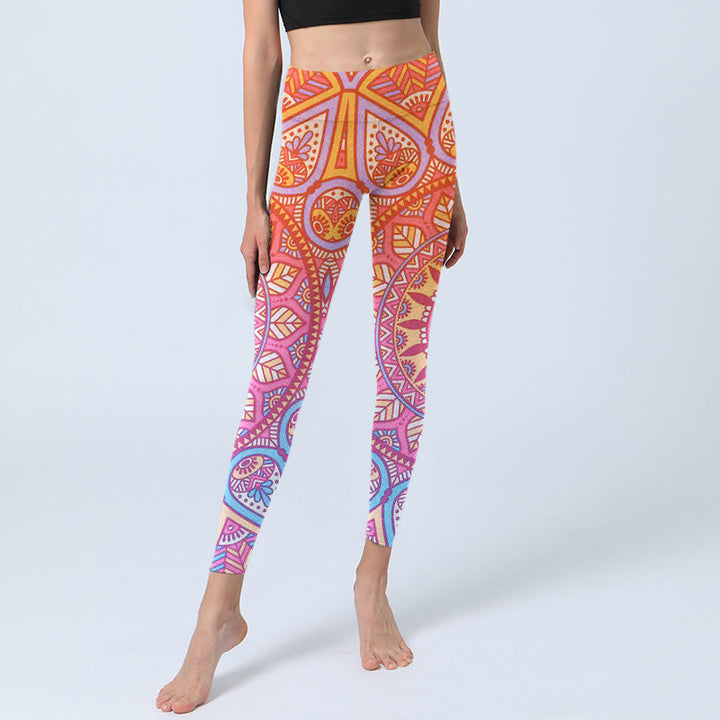 Buddha Stones Kleurrijke mandala-print sportlegging/yogabroek voor dames - image 5