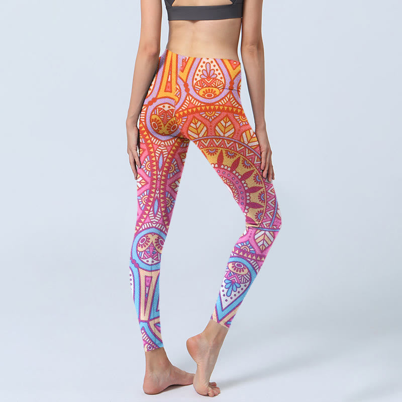 Buddha Stones Kleurrijke mandala-print sportlegging/yogabroek voor dames - image 3