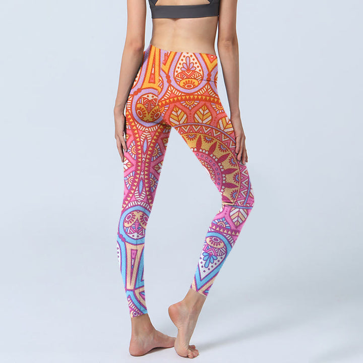 Buddha Stones Kleurrijke mandala-print sportlegging/yogabroek voor dames - image 3