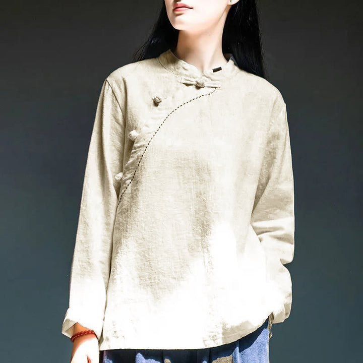 Buddha Stones kraag Knoop Losse kleding - Wit - US12, UK/AU16, EU 44 (4XL) - image 11