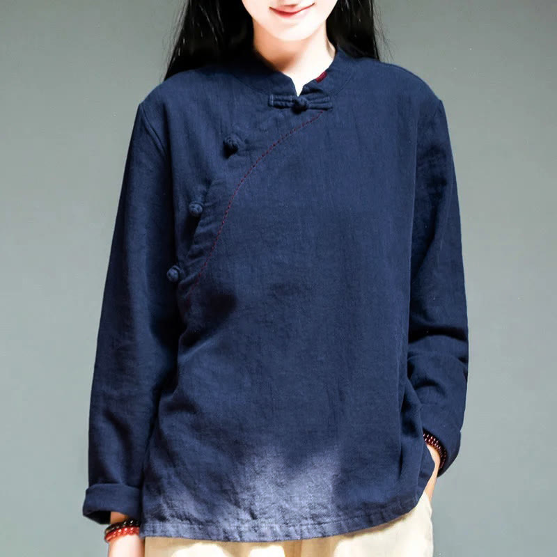 Buddha Stones kraag Knoop Losse kleding - Middernachtblauw - US12, UK/AU16, EU 44 (4XL) - image 12