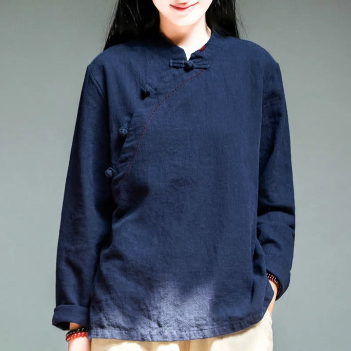 Buddha Stones kraag Knoop Losse kleding - Middernachtblauw - US12, UK/AU16, EU 44 (4XL) - image 12