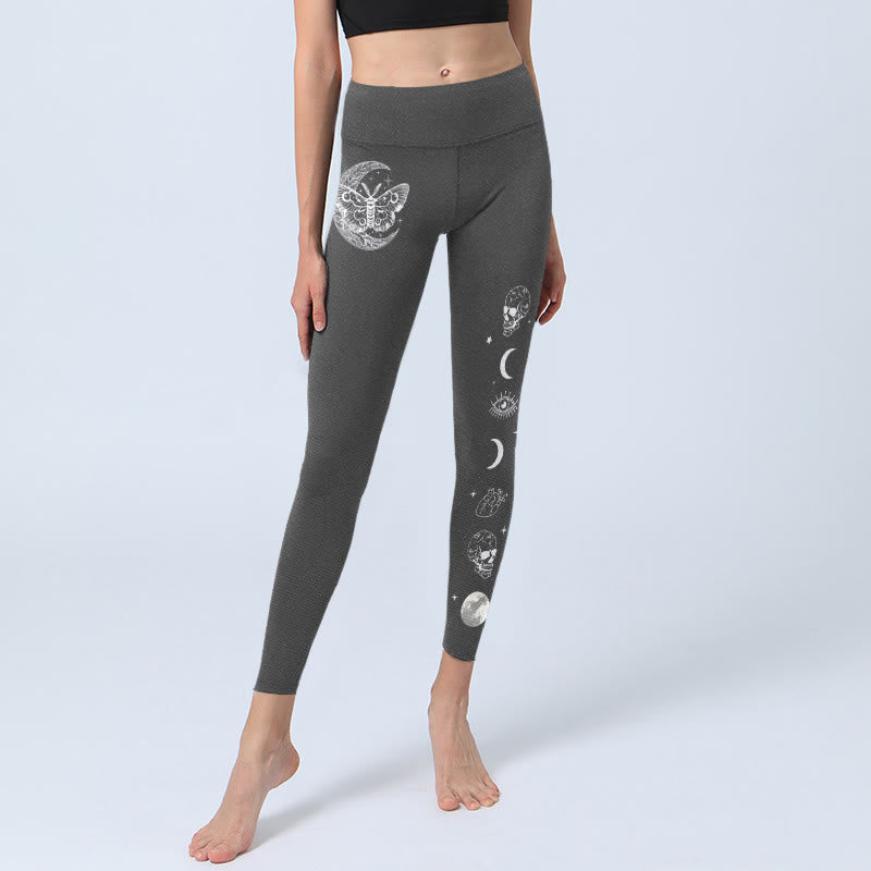 Buddha Stones Gymlegging met maanmot-schedeldesign voor dames, yogabroek - image 5
