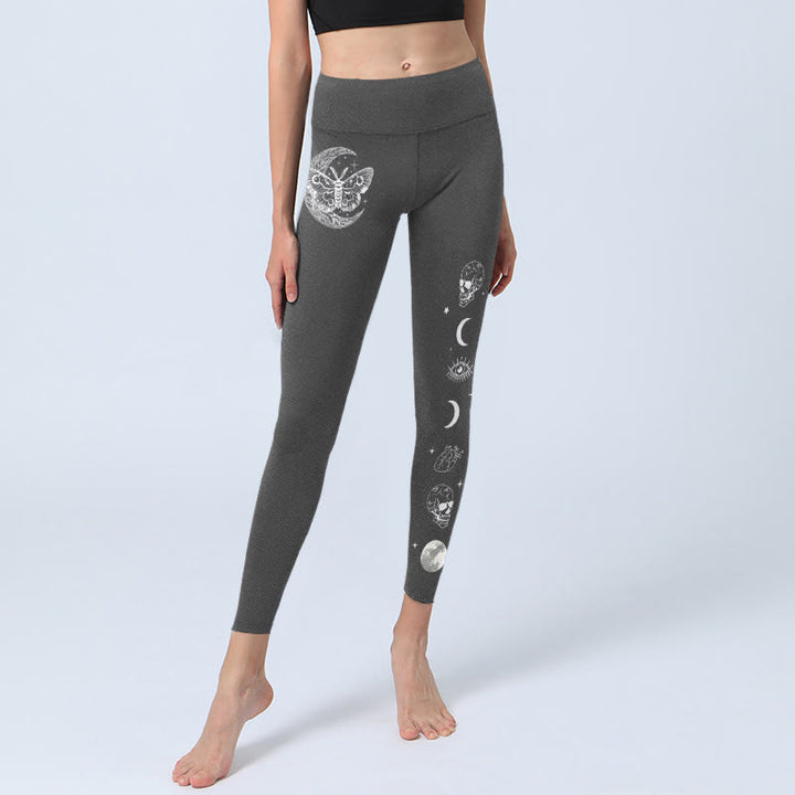 Buddha Stones Gymlegging met maanmot-schedeldesign voor dames, yogabroek - image 5