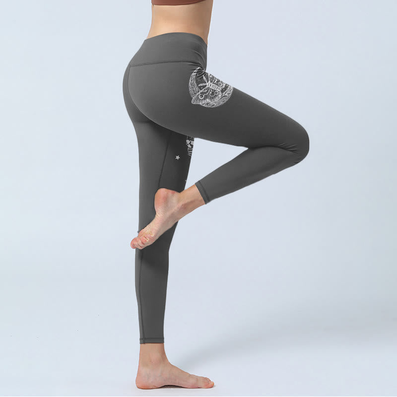 Buddha Stones Gymlegging met maanmot-schedeldesign voor dames, yogabroek - image 4