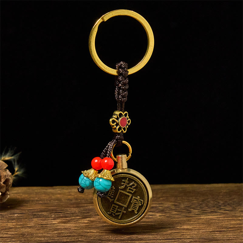 Buddha Stones Sleutelhanger van messing met het thema Jaar van het Paard: Brengt rijkdom en schatten - image 2
