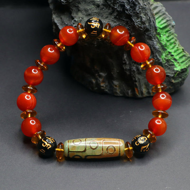 Buddha Stones Rode agaat negenoog Dzi kraal zes ware woorden kalm Armband - image 11