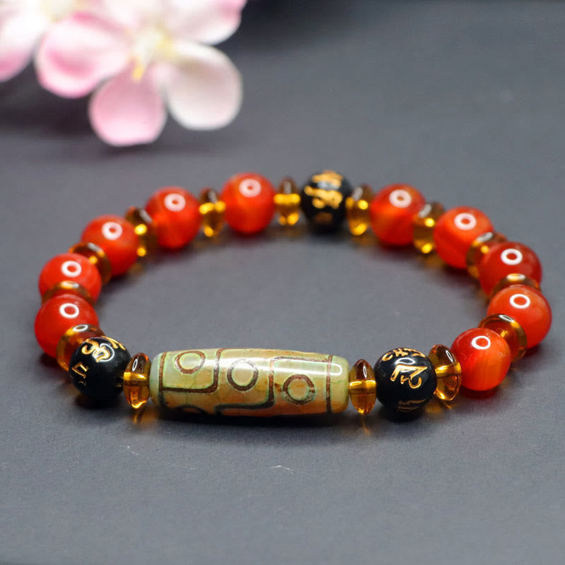 Buddha Stones Rode agaat negenoog Dzi kraal zes ware woorden kalm Armband - image 10