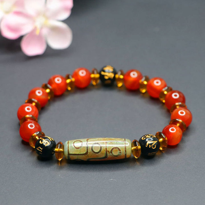 Buddha Stones Rode agaat negenoog Dzi kraal zes ware woorden kalm Armband - image 9