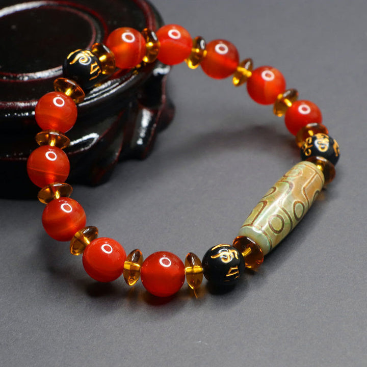 Buddha Stones Rode agaat negenoog Dzi kraal zes ware woorden kalm Armband - image 12