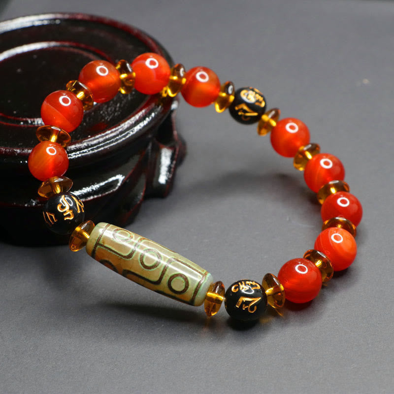Buddha Stones Rode agaat negenoog Dzi kraal zes ware woorden kalm Armband - image 2