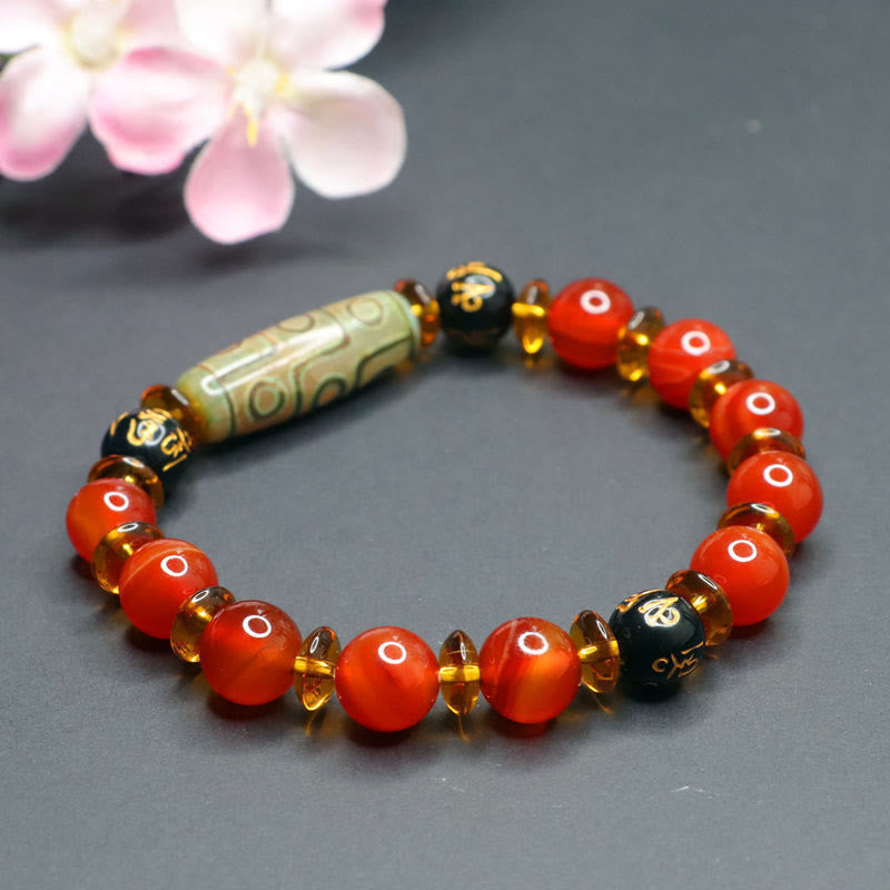 Buddha Stones Rode agaat negenoog Dzi kraal zes ware woorden kalm Armband - image 13