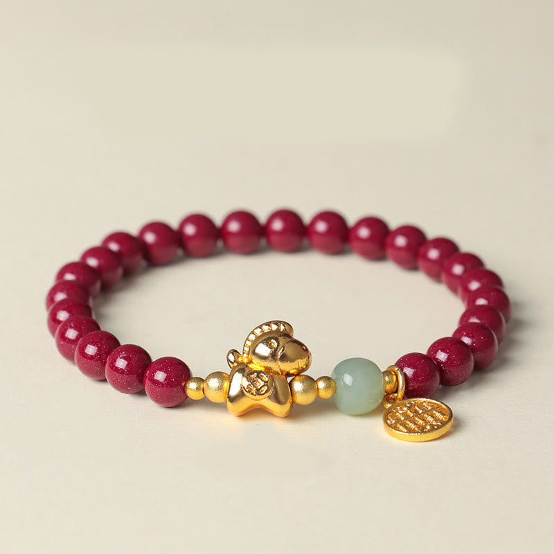 Buddha Stones Jaar van het Paard Natuurlijke Cinnaber Hetian Jade Armband - Cinnaber (Polsomtrek: 13-15 cm) - image 7