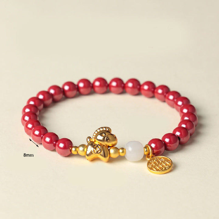 Buddha Stones Jaar van het Paard Natuurlijke Cinnaber Hetian Jade Armband - image 1