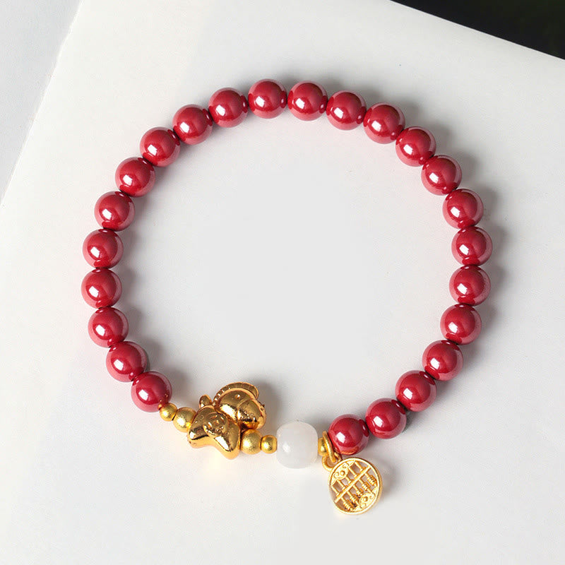 Buddha Stones Jaar van het Paard Natuurlijke Cinnaber Hetian Jade Armband - image 4