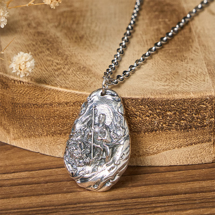 Buddha Stones Koperen Kṣitigarbha Dizang Bodhisattva Compassie hanger Ketting - Boeddha en kruisketting - image 0
