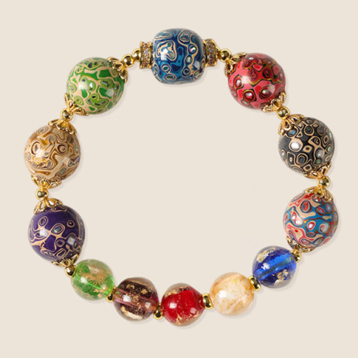 Buddha Stones Kleurrijke Liuli glazen sandelhout kalebas kralen Armband - image 6