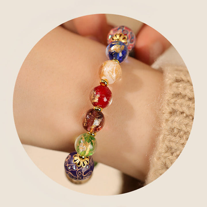 Buddha Stones Kleurrijke Liuli glazen sandelhout kalebas kralen Armband - image 5