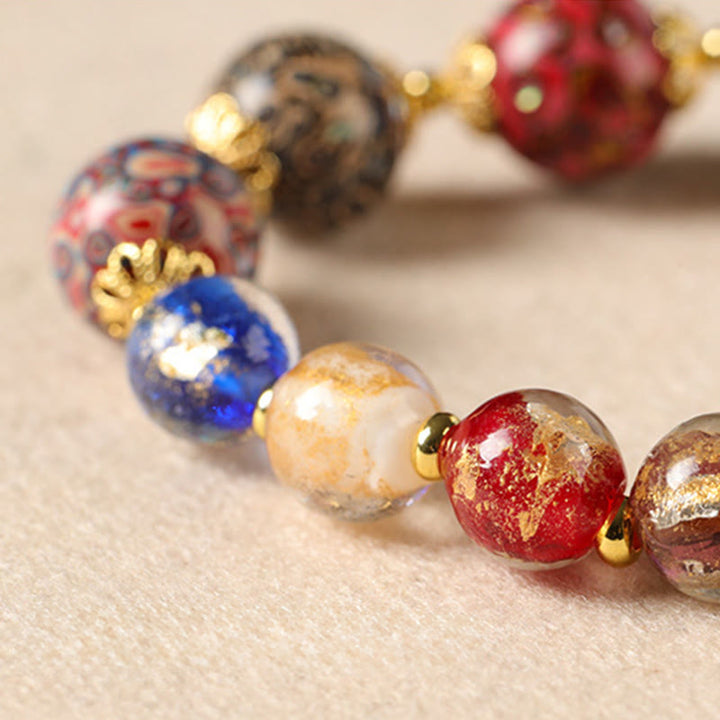 Buddha Stones Kleurrijke Liuli glazen sandelhout kalebas kralen Armband - image 3