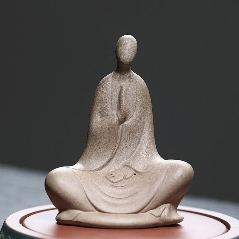 Buddha Stones Vormloos Boeddhabeeldje in gebed, keramisch, Zen-huisdecoratie, 5 x 2,5 x 5,3 cm - Bruin 10,2*5,1*7,9 cm - image 0