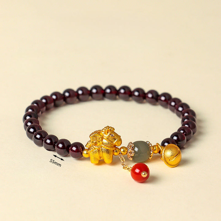 Buddha Stones Jaar van het Paard Garnet Fu Karakter Geluksamulet Armband - image 16