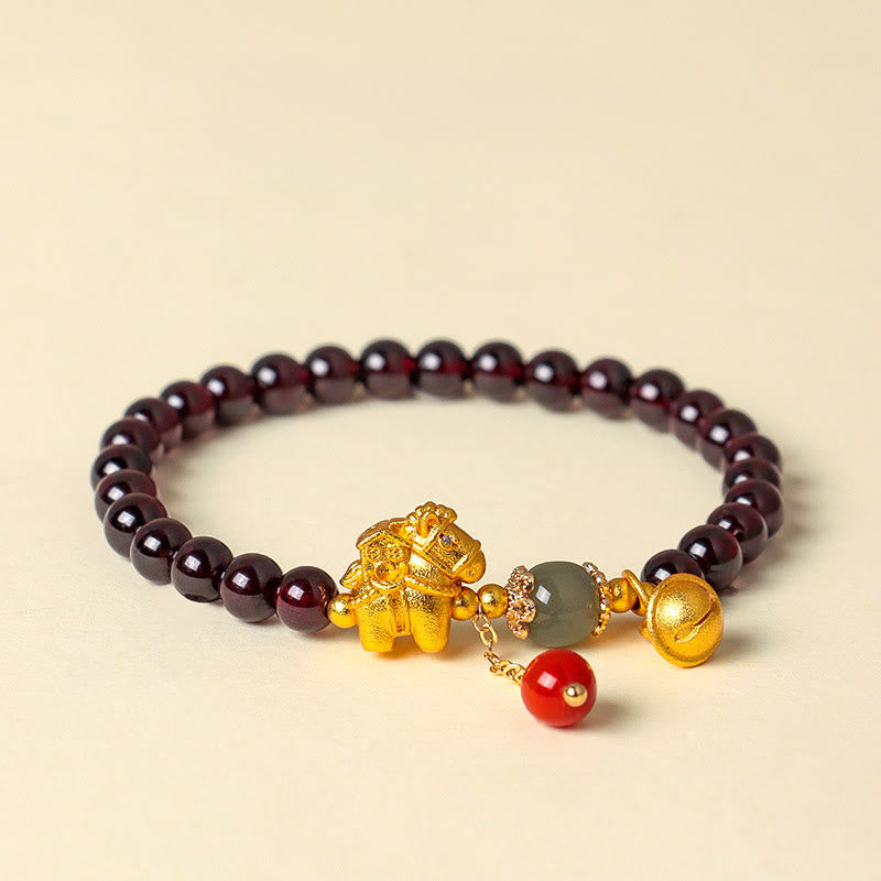 Buddha Stones Jaar van het Paard Garnet Fu Karakter Geluksamulet Armband - Paard krijgt huis (Polsomtrek: 16-17 cm) - image 15